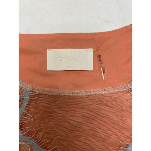 Storia Melody Floral Embroidered Cap Sleeve Empire Sheath Dress Pink Blue Size M - Picture 6 of 10